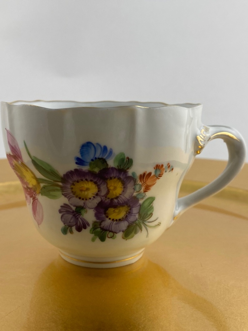 Dresden Carl Thieme Porcelain Teacup-Hand-Painted Florals Gold c. 1902+ Vintage